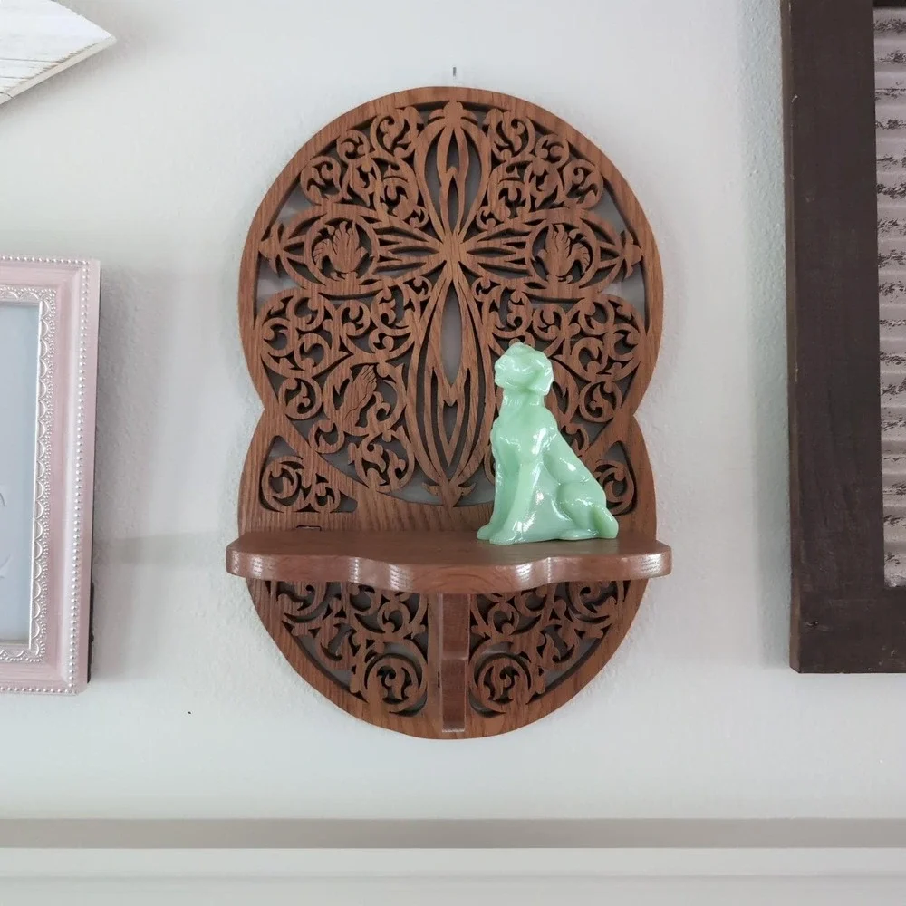 Vintage Handmade Fretwork Wood Wall Shelf Scrollwork Victorian Ornate Laser Cut